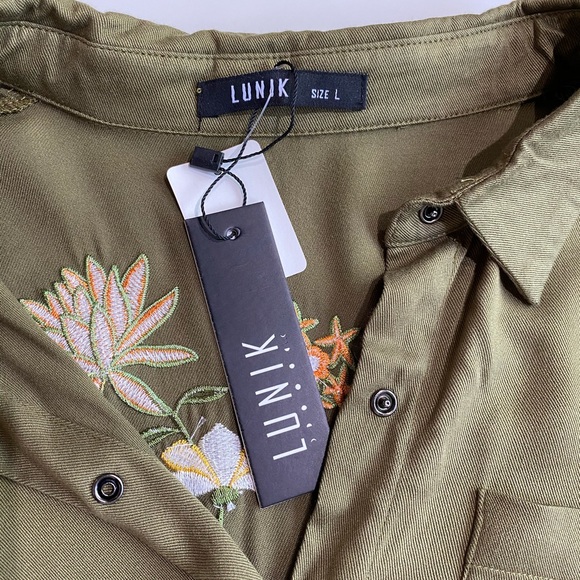 Army Green Emboidered Romper - Picture 2 of 5